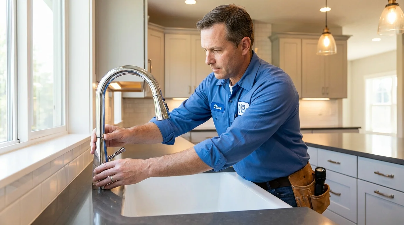 Kitchen faucet installation by Johns Plumbing LLC in Cumberland